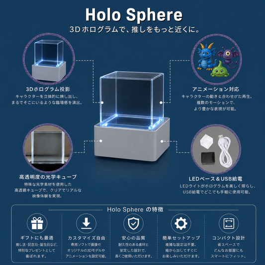 【100名様限定　45％OFF】 Holo Sphere 3Dホログラムキューブ
